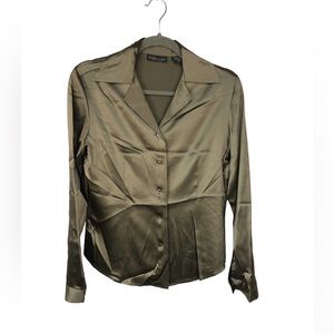 Banana Republic Women’s Silk Blouse Classic Button Down Neutral Taupe